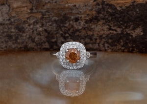 Cushion Cut Diamond Ring-Cushion diamond ring-Vintage ring-1.5 ct Diamond  ring-Orange diamond ring-Cushion diamond engagement ring