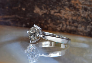 2 carat salt & pepper diamond-Salt and Pepper diamond engagement ring-4 prong solitaire ring-Promise ring-2 ct diamond-Salt and pepper ring