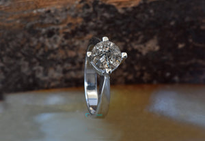 2 carat salt & pepper diamond-Salt and Pepper diamond engagement ring-4 prong solitaire ring-Promise ring-2 ct diamond-Salt and pepper ring