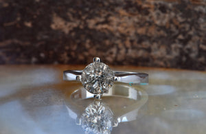 2 carat salt & pepper diamond-Salt and Pepper diamond engagement ring-4 prong solitaire ring-Promise ring-2 ct diamond-Salt and pepper ring