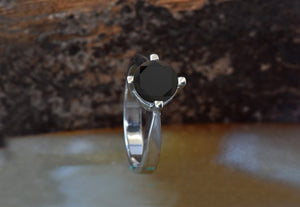 2 black diamond-Black diamond engagement ring 2 carat-Promise ring-2 ct diamond ring-Black diamond solitaire ring-solitaire ring gold