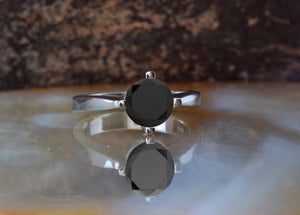 2 black diamond-Black diamond engagement ring 2 carat-Promise ring-2 ct diamond ring-Black diamond solitaire ring-solitaire ring gold