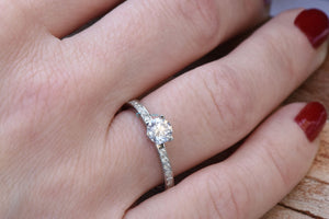 Engagement Ring 1/2 ct-Gold Diamond Ring-Gold Solitaire Ring-Solitaire diamond ring-Promise ring-anniversary ring-Art deco ring-Rose gold