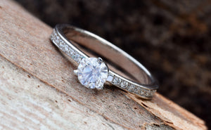 Engagement Ring 1/2 ct-Gold Diamond Ring-Gold Solitaire Ring-Solitaire diamond ring-Promise ring-anniversary ring-Art deco ring-Rose gold