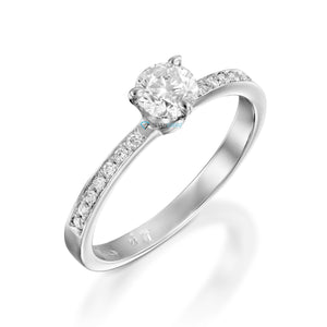 Engagement Ring 1/2 ct-Gold Diamond Ring-Gold Solitaire Ring-Solitaire diamond ring-Promise ring-anniversary ring-Art deco ring-Rose gold