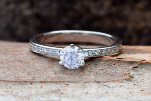 Engagement Ring 1/2 ct-Gold Diamond Ring-Gold Solitaire Ring-Solitaire diamond ring-Promise ring-anniversary ring-Art deco ring-Rose gold