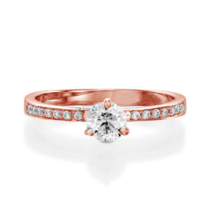 Engagement Ring 1/2 ct-Gold Diamond Ring-Gold Solitaire Ring-Solitaire diamond ring-Promise ring-anniversary ring-Art deco ring-Rose gold