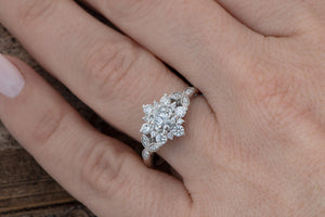 0.90 ct Salt and Pepper grey diamond engagement ring - 14k 18K Yellow Gold-anniversary ring,Art deco engagement,branch ring,Custom Ring,diamond engagement,diamond leaves ring,engagement ring,flower ring,Leaf engagement ring,promise ring,Round,salt and pepper,salt and pepper ring,twig engagement ring,vs,vvs