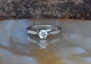 Diamond dainty ring-Art deco Engagement Ring 0.40 carat-6 prong engagement-Solitaire Ring-Vintage engagement ring-Dainty Promise Ring-6 prong engagement,Art deco ring,Classic Solitaire,Custom ring,dainty ring,Diamond dainty ring,engagement ring,micro pave ring,Promise ring,Round,solid gold ring,solitaire ring,vintage ring,vs,vvs,woman ring