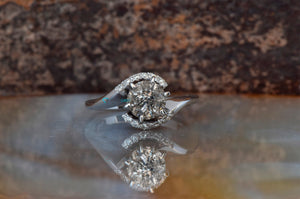 2ct salt & pepper diamond-Salt and Pepper diamond engagement ring-4 prong solitaire ring-2 ct diamond-Salt and pepper ring-Grey diamond ring