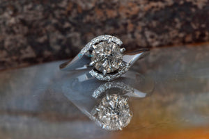 2ct salt & pepper diamond-Salt and Pepper diamond engagement ring-4 prong solitaire ring-2 ct diamond-Salt and pepper ring-Grey diamond ring