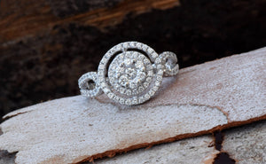Cluster engagement ring-Diamond Engagement Ring-Halo engagement ring-Promise ring-Bridal ring-Art deco engagement ring-Halo engagement ring-Art deco engagement,bridal jewelry,Cluster engagement,Custom Ring,diamond engagement,diamond ring,engagement ring,Halo engagement ring,Halo ring,Promise ring,vs,vvs,wedding ring,white gold ring,womens jewelry