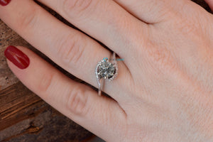 2ct salt & pepper diamond-Salt and Pepper diamond engagement ring-4 prong solitaire ring-2 ct diamond-Salt and pepper ring-Grey diamond ring