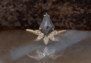 1ct salt and pepper kite diamond ring