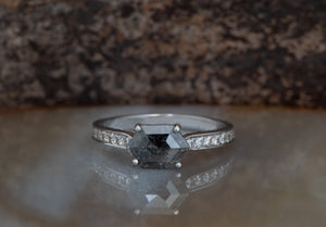 hexagon salt.and.pepper diamond ring