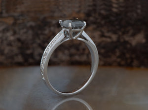1.26 ct salt & pepper diamond-Salt and Pepper diamond engagement ring-Salt and pepper ring-Hexagon engagement ring-Hexagon diamond ring