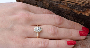 Oval Cut Engagement Ring-Thin Band Oval Ring-halo oval engagement ring-Promise ring-4 prong engagement-Art deco engagement ring-Dainty ring