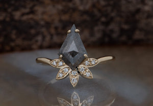1ct salt and pepper kite ring