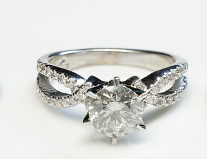 Bridal ring-Twist engagement ring-Gold Solitaire Ring-Celtic engagement ring-Celtic diamond ring-Twist diamond ring-Solid gold ring