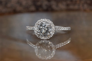 Salt and Pepper diamond engagement ring-Vintage salt and pepper-Halo diamond engagement ring-salt and pepper engagement ring-grey diamond