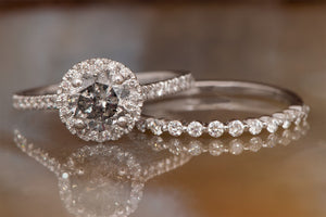 Salt and pepper diamond ring-Custom Ring-Grey diamond ring-2 ct Salt and pepper diamond-Wedding ring Set-bridal ring set-Dainty Wedding Set