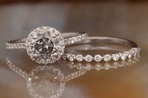 2.5ct Salt and pepper diamond-Salt and pepper diamond ring-Custom Ring-Grey diamond ring-Wedding ring Set-bridal ring set-Dainty Wedding Set