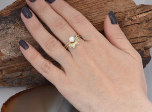 1.40 ct diamond ring-Matching rings-Bridal ring set-Cluster wedding set-Bridal ring sets art deco-4 prong engagement-Gold Solitaire Ring