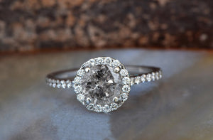 1.5 ct diamond ring Salt and Pepper diamond engagement ring Grey