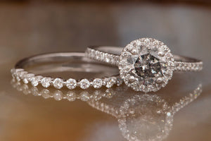 2.5ct Salt and pepper diamond-Salt and pepper diamond ring-Custom Ring-Grey diamond ring-Wedding ring Set-bridal ring set-Dainty Wedding Set