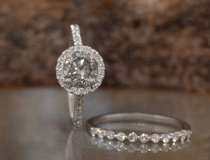 Salt and pepper diamond ring-Custom Ring-Grey diamond ring-2 ct Salt and pepper diamond-Wedding ring Set-bridal ring set-Dainty Wedding Set
