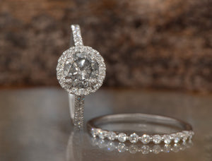 2.5ct Salt and pepper diamond-Salt and pepper diamond ring-Custom Ring-Grey diamond ring-Wedding ring Set-bridal ring set-Dainty Wedding Set
