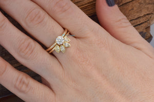 1.40 ct diamond ring-Matching rings-Bridal ring set-Cluster wedding set-Bridal ring sets art deco-4 prong engagement-Gold Solitaire Ring