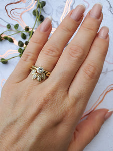 1.40 ct diamond ring-Matching rings-Bridal ring set-Cluster wedding set-Bridal ring sets art deco-4 prong engagement-Gold Solitaire Ring