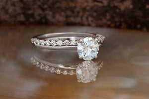 1 ct diamond ring-Art deco wedding set-halo engagement ring set -Cluster engagement ring-halo ring set-4 prong engagement-Wedding sets rings