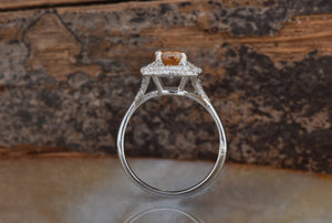 Cushion Cut Diamond Ring-Cushion diamond ring-Vintage ring-1.5 ct Diamond  ring-Orange diamond ring-Cushion diamond engagement ring