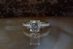 2 ct salt & pepper diamond-Salt and Pepper diamond engagement ring-4 prong solitaire ring-2ct diamond-Salt and pepper ring-Radiant diamond