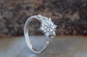 Twig engagement ring-Nature ring-1 carat flower diamond ring-Art deco Engagement Ring-Flower engagement ring -Promise ring-Branch ring