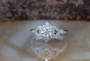 Twig engagement ring-Nature ring-1 carat flower diamond ring-Art deco Engagement Ring-Flower engagement ring -Promise ring-Branch ring