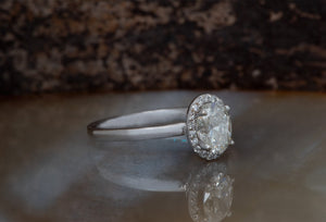 Oval Cut Engagement Ring-Thin Band Oval Ring-halo oval engagement ring-Promise ring-4 prong engagement-Art deco engagement ring-Dainty ring