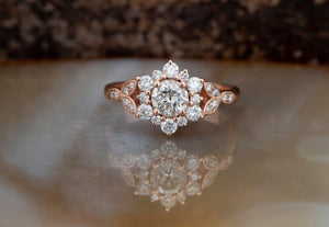 Twig engagement ring-Nature ring-1 carat flower diamond ring-Art deco Engagement Ring-Flower engagement ring -Promise ring-Branch ring