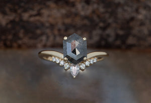 salt and pepper hexagon engagement ring plus size