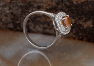 Sunset Ring Set-Fancy diamond ring-Vintage engagement ring-1.5 Carat Diamond engagement ring-Orange diamond ring-Boho Diamond Ring-Sunset