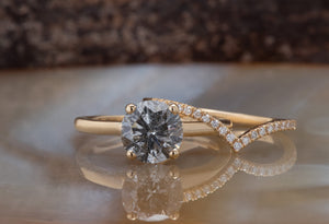 4.15ct salt & pepper diamond-Salt and Pepper diamond engagement ring-4ct solitaire ring-Promise ring-Salt and pepper ring-Wedding set