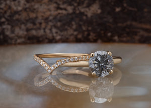 3.45 ct salt & pepper diamond-Salt and Pepper diamond engagement ring-4 prong solitaire ring-Promise ring-Salt and pepper ring-Wedding set