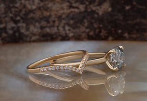 3.45 ct salt & pepper diamond-Salt and Pepper diamond engagement ring-4 prong solitaire ring-Promise ring-Salt and pepper ring-Wedding set