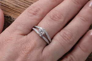 1 ct diamond ring-Hidden Halo Engagement Ring-Diamond Engagement Ring-Art deco ring-Knot ring-Promise ring-Round halo-Celtic diamond ring