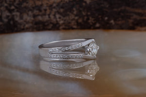 Hidden Halo Engagement Ring-Diamond Engagement Ring -Dainty Promise Ring-Art deco ring-Knot ring-Promise ring-Round halo-Celtic diamond ring