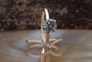 4.15ct salt & pepper diamond-Salt and Pepper diamond engagement ring-4ct solitaire ring-Promise ring-Salt and pepper ring-Wedding set