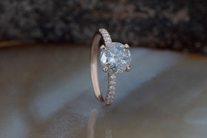 2ct salt & pepper diamond-Salt and Pepper diamond engagement ring-4 prong solitaire ring-2 ct diamond-Salt and pepper ring-Grey diamond ring