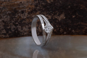 Hidden Halo Engagement Ring-Diamond Engagement Ring -Dainty Promise Ring-Art deco ring-Knot ring-Promise ring-Round halo-Celtic diamond ring